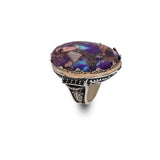 Special Turquoise Men’s Ring with Large Oval Stone – Vintage 925 Sterling Silver Ring — image 1