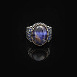 Blue Tiger Eye Pinky Ring for Men — image 3