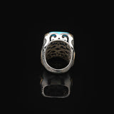 Turquoise Ring - Large Gemstone Ottoman Vintage Handmade 925 Sterling Silver Men's Ring with Silver Polishing Cloth Gift — image 6