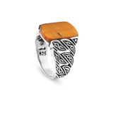 Tiger Eye Ring Ottoman Vintage Ring Sterling Silver Ring Pinky Ring Silver Signet Ring Gemstone Ring Ottoman Statement Ring Vintage Ring Gift for Him — image 1