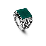 Handmade 925 Sterling Silver Jade Ring in Ottoman Style - Gemstone Men's Jewelry with Ring and Silver Polishing Cloth Gift — image 1