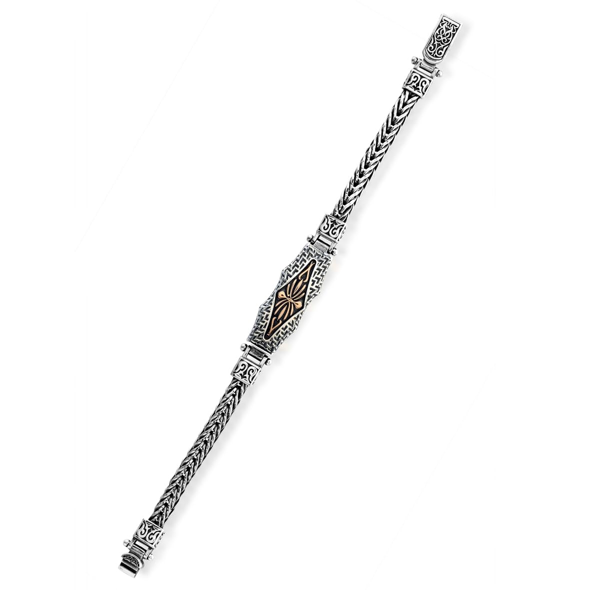 Made to Order Vintage Bracelet – Handmade Sterling Silver Chain Bracelet for Men – Hand-Engraved Gothic Style