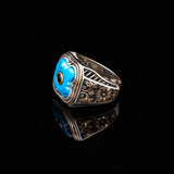 Genuine Turquoise Mens Ring with Black Onyx - Vintage Handmade 925 Sterling Silver Gemstone Ring for Men - Micro Stone Detailing - Includes Silver Polishing Cloth Gift — image 4