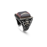 Ruby Lion Ring with Sword Design – Vintage Handmade Sterling Silver Ring for Men — image 1
