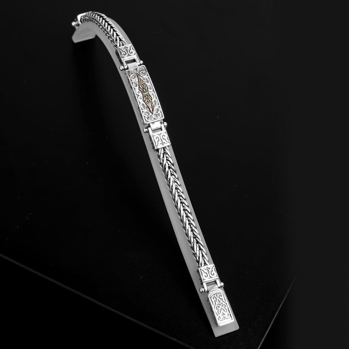 Vintage Sterling Silver Bracelet – Handmade Chain Bracelet for Men – Gothic