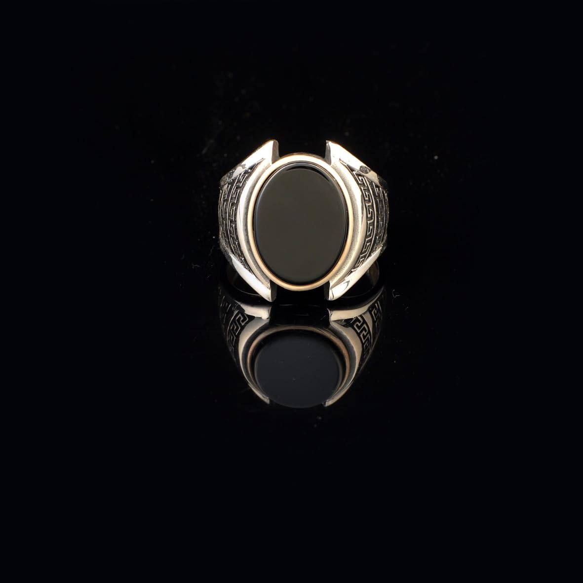 Onyx Ring Gemstone Ring Ottoman Statement Ring Vintage Ring Sterling Silver Ring Pinky Ring Silver Signet Ring Gift for Him