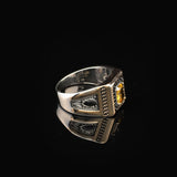 Vintage Citrine Pinky Ring with Micro Onyx Stone – Handmade Sterling Silver Gemstone Signet Ring for Men – Custom Engraving Engagement Ring with Gift Silver Polishing Cloth — image 4
