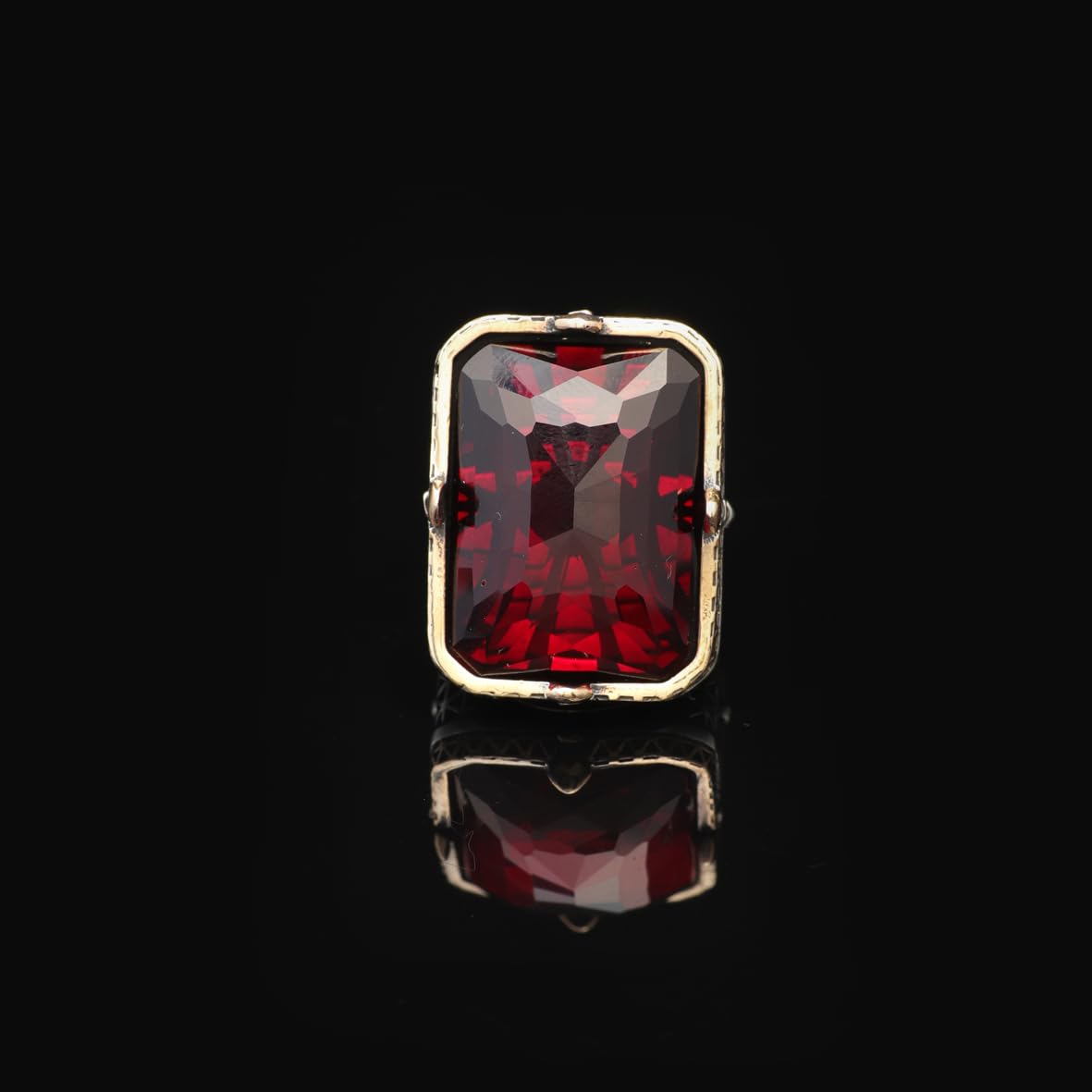 Vintage Large Garnet Ring for Men - 925 Sterling Silver Turkish Handmade Polished Engagement Ring with Silver Polishing Cloth Gift