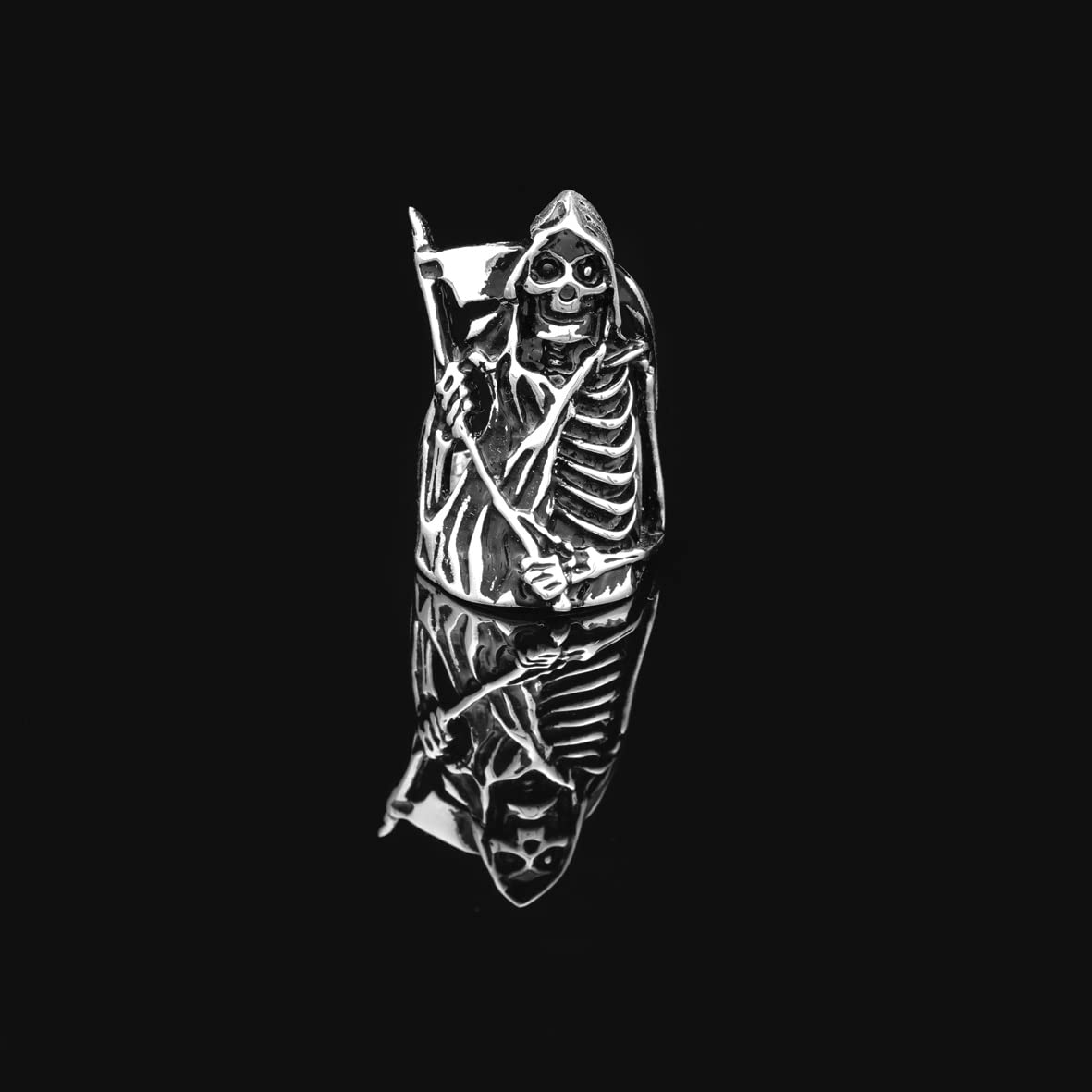 Skeleton Ring Sterling Silver Men Biker Ring