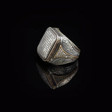 Vintage White Sapphire Micro Stone Ring - 925 Sterling Silver Men's Polished Gemstone Statement Ring — image 5