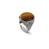 Handmade Vintage Tiger Eye Ring for Men - Oval Gemstone in Polished 925 Sterling Silver — image 1