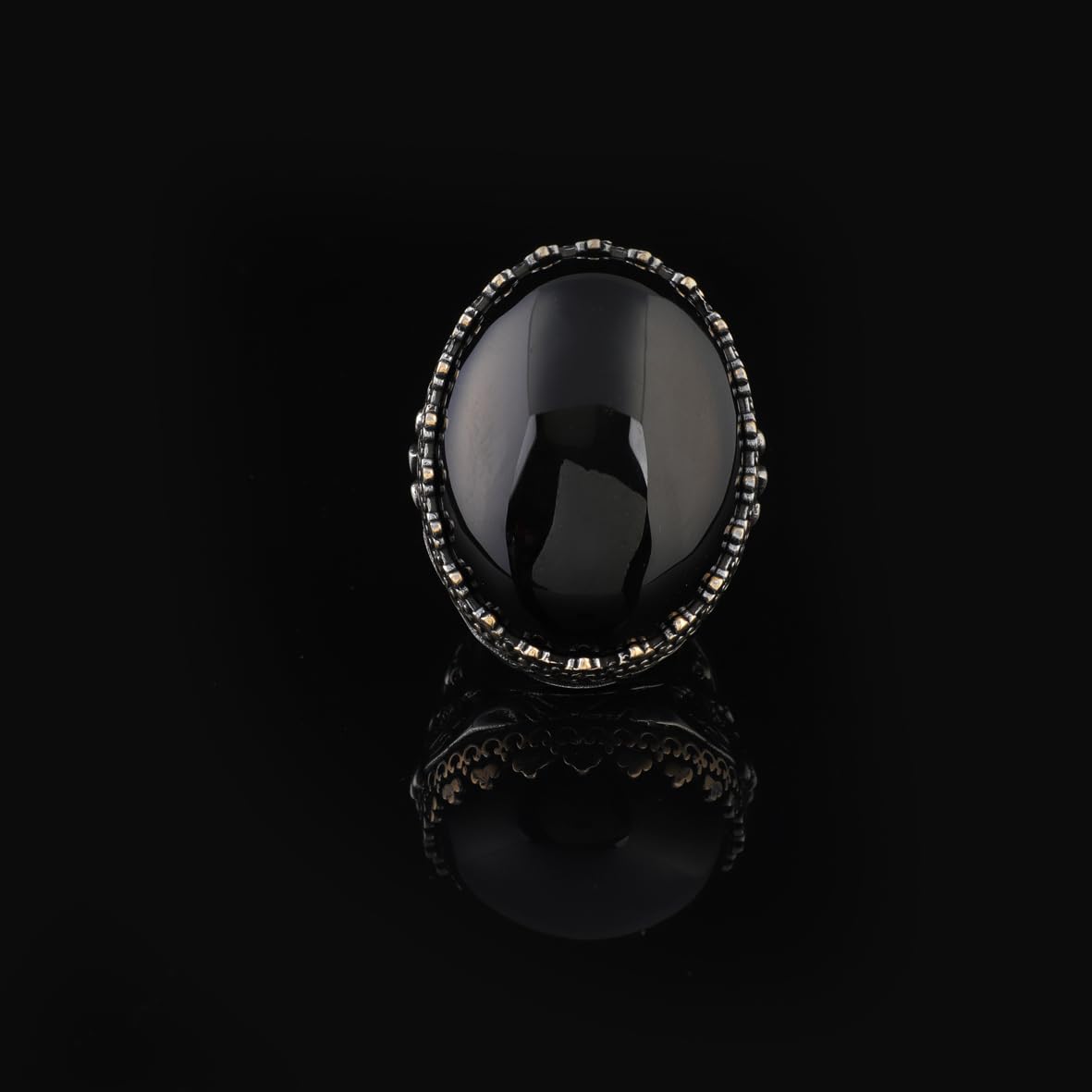 Black Onyx Ring for Men – Chunky Sterling Silver Ottoman Gemstone Ring
