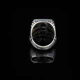 Vintage Malachite Ring with Micro Jade Stone - Handmade 925 Sterling Silver Men's Ring with Gemstone - Includes Silver Polishing Cloth Gift — image 4