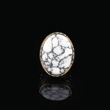 White Turquoise Oval Gemstone Ring for Men - Handmade Ottoman Style 925 Sterling Silver Large Vintage Ring with Silver Polishing Cloth Gift — image 3