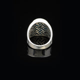 Virgin Mary Signet Ring with Genuine Turquoise - Vintage Oval Stone Gemstone Ring for Men — image 6