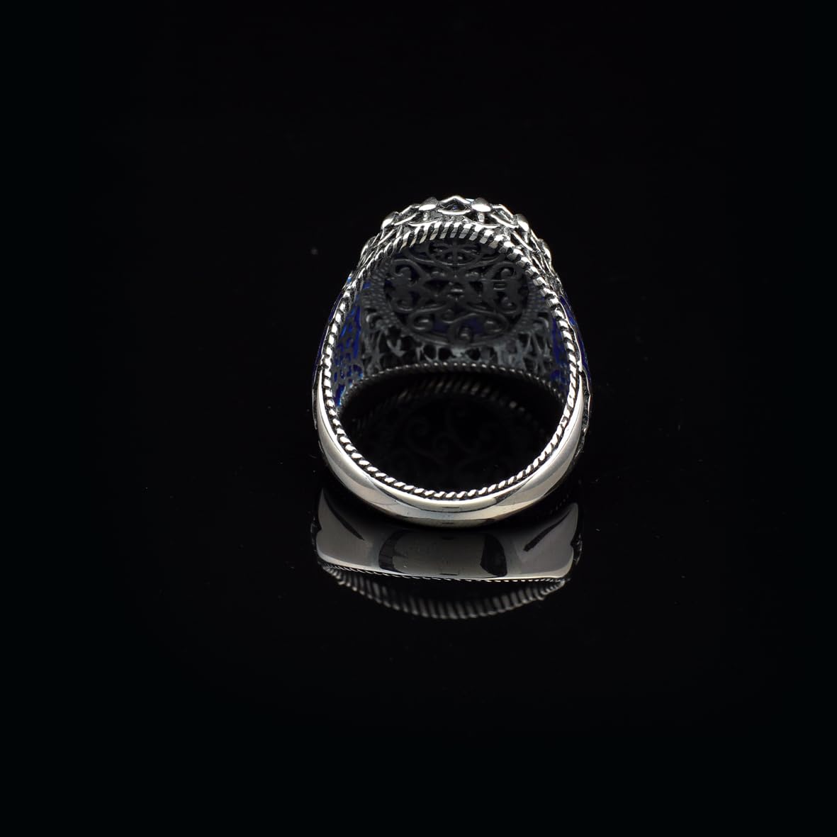 Genuine Turquoise Men's Ring - Vintage Oval Stone Gemstone Ring in 925 Sterling Silver