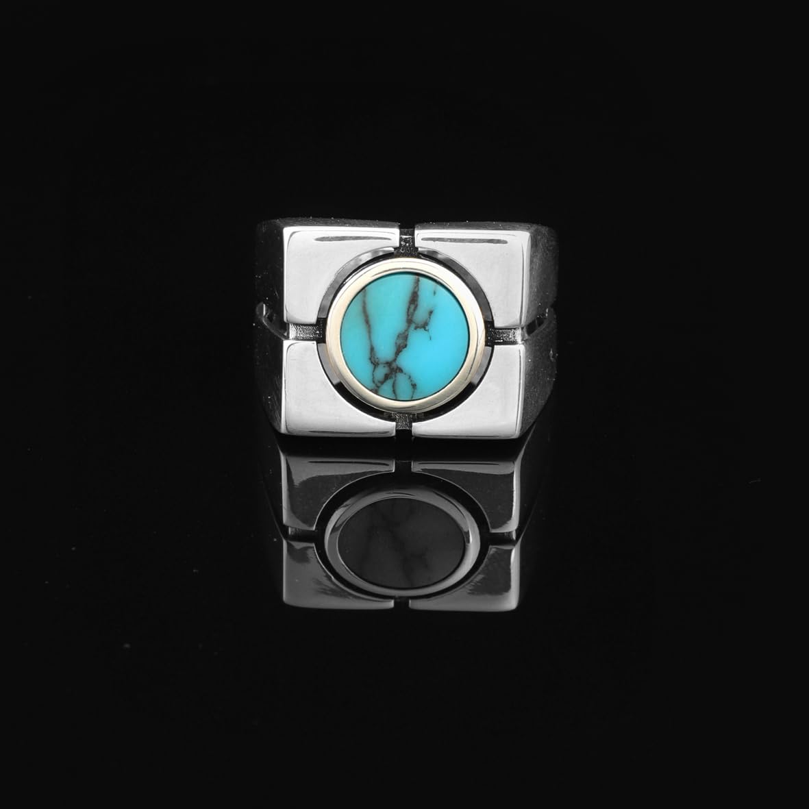 Men’s Turquoise Signet Ring - Vintage Ottoman Style Pinky Ring