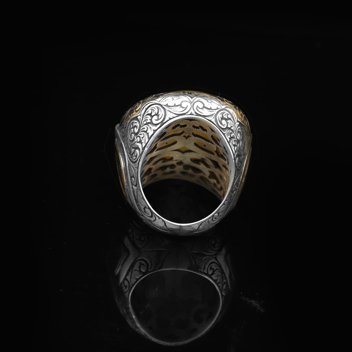 Handmade Ottoman Agate Ring: Vintage Sterling Silver Statement Ring