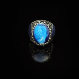Genuine Turquoise Men's Ring - Vintage Oval Stone Gemstone Ring in 925 Sterling Silver — image 3