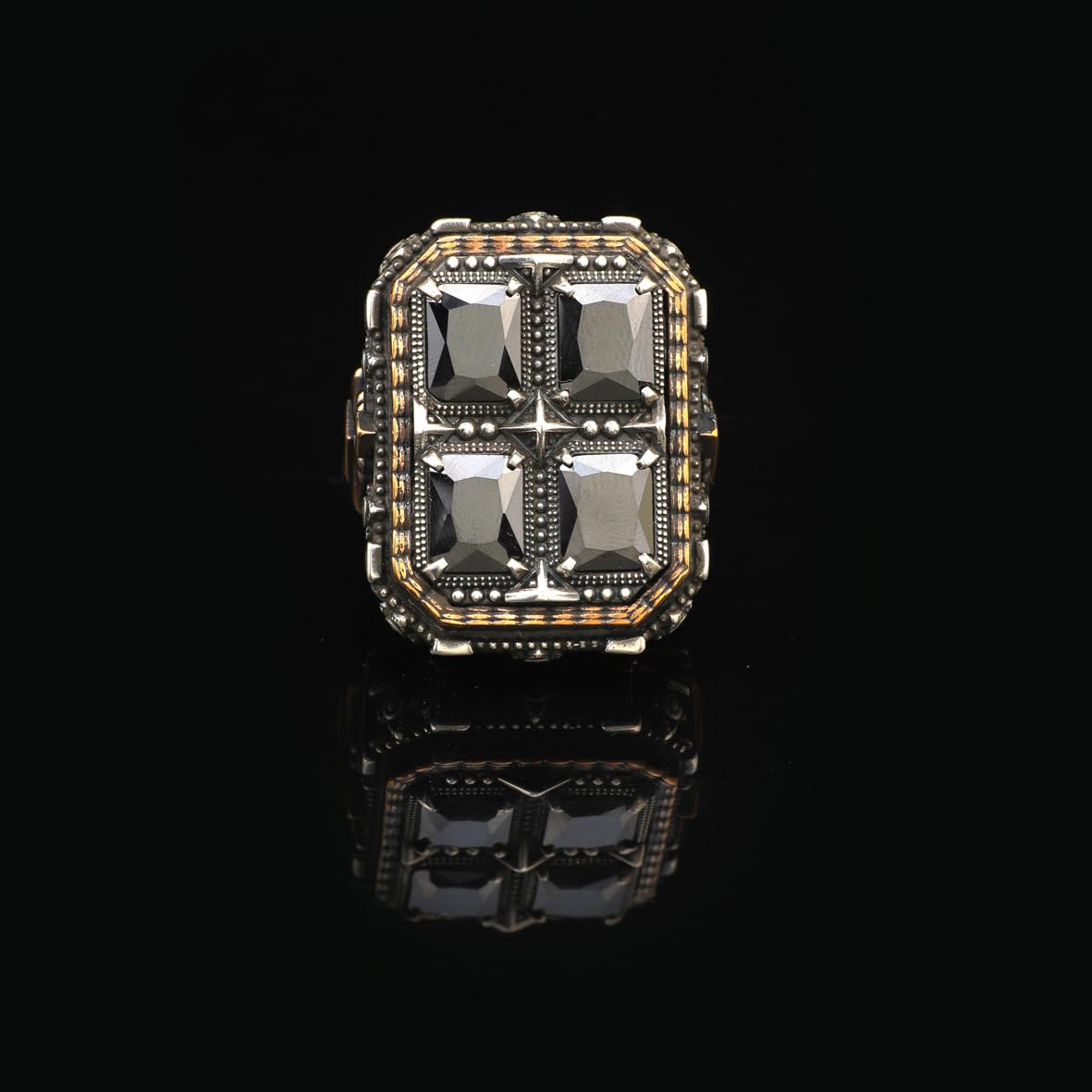 Handmade Onyx Ring Ottoman Style – Large Statement Vintage Gemstone Ring