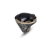Black Onyx Ring with Large Oval Stone – Vintage Men’s Ring in Polished 925 Sterling Silver — image 1