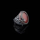 Handmade 925 Sterling Silver Snake Ring with Carnelian Gemstone - Men's Jewelry — image 5
