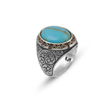 Handmade Genuine Men's Turquoise Ring - 925 Sterling Silver Gemstone Jewelry with Silver Polishing Cloth Gift — image 1