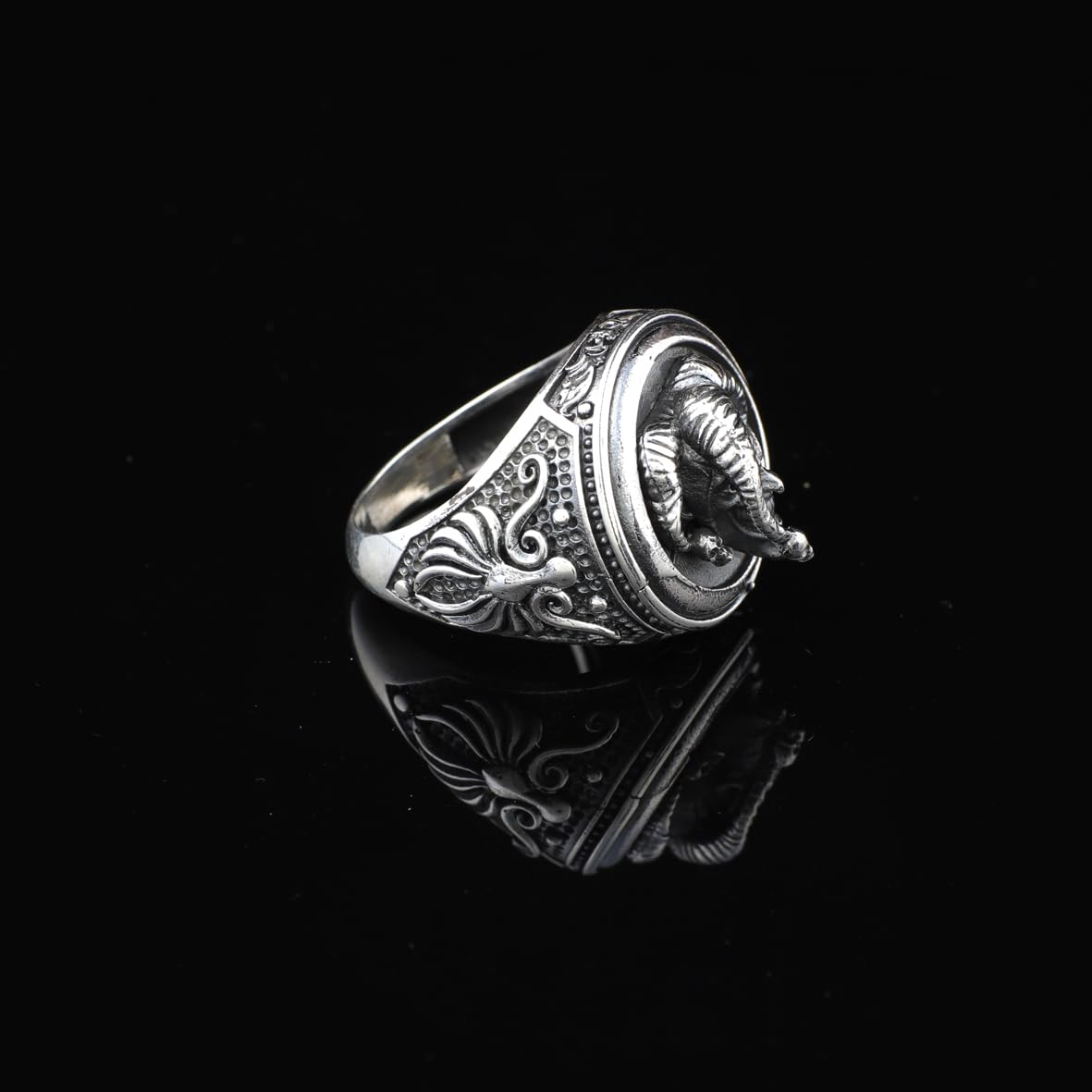 Handmade 925 Sterling Silver Clown Skull Ring - Men's Oxidized Jewelry with Silver Polishing Cloth Gift - Biker Ring