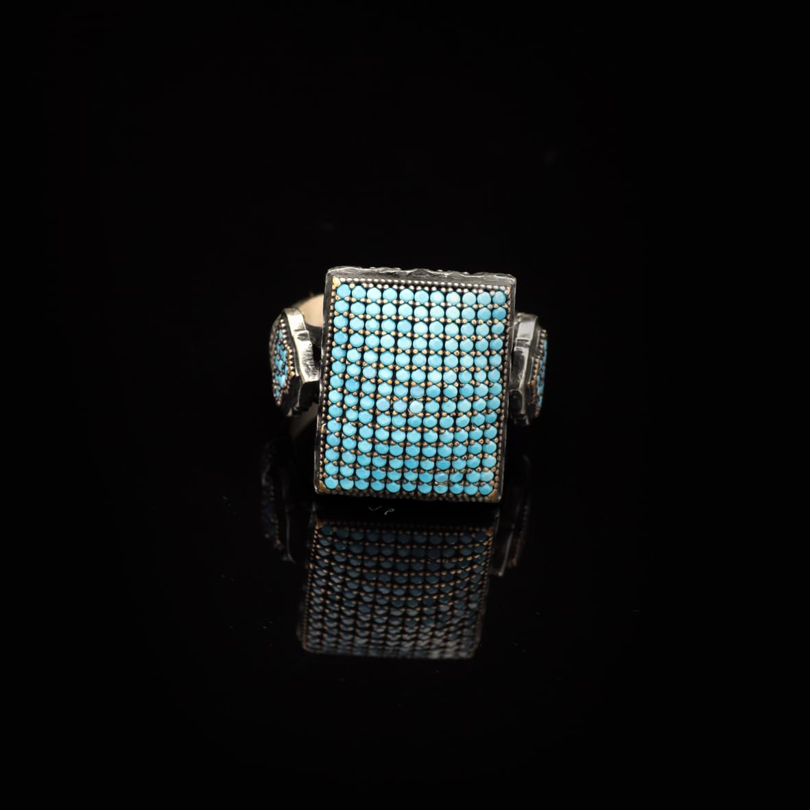 Men's Turquoise Rings with Micro Stone