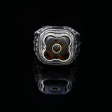 Handmade Vintage Ax Amber Ring with Micro Onyx Stone in 925 Sterling Silver for Men - Unique Gemstone Jewelry - Silver Polishing Cloth Gift — image 2