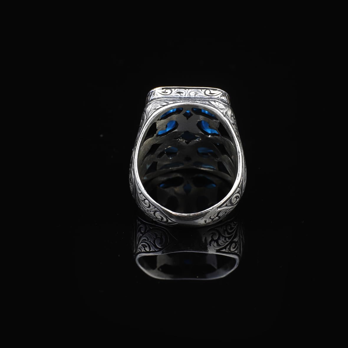 "Handmade Vintage Men's Ring with 925 Sterling Silver and Gemstone - Unique Jewelry Piece - Ring with Silver Polishing Cloth Gift