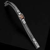 Handmade Garnet Bracelet for Men – Gothic Vintage Chain Bracelet in Sterling Silver – Made to Order — image 2