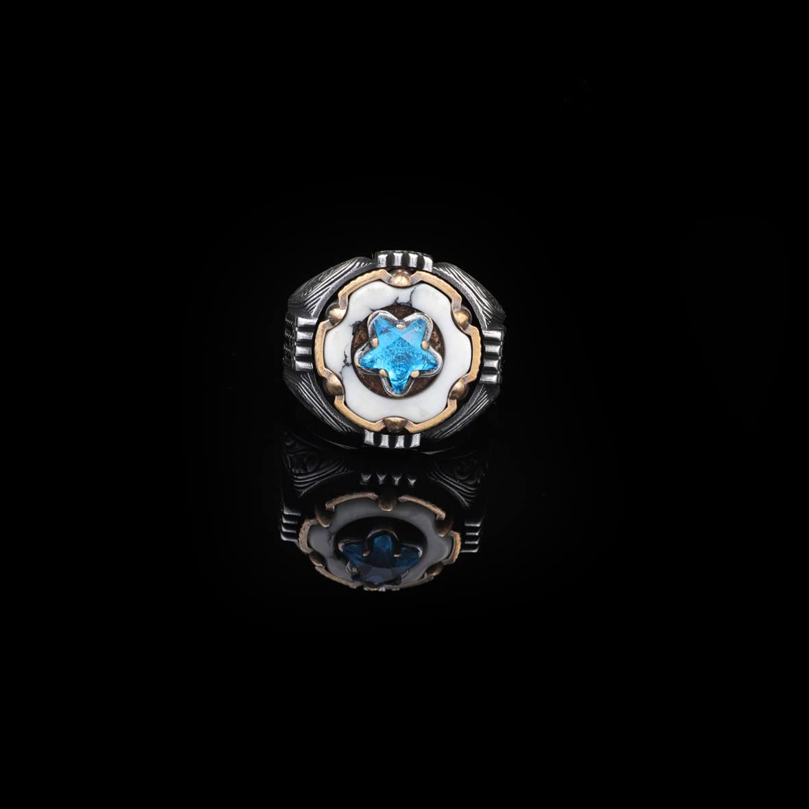 Turquoise Stone Men Silver Ring