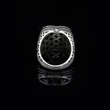 Vintage Handmade Malachite and White Sapphire Sword Ring - 925 Sterling Silver Men's Ring with Micro Stone Accent and Silver Polishing Cloth Gift — image 5