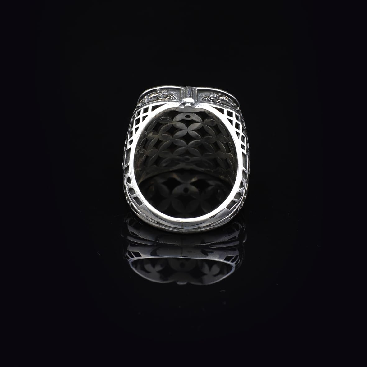 Vintage Handmade Malachite and White Sapphire Sword Ring - 925 Sterling Silver Men's Ring with Micro Stone Accent and Silver Polishing Cloth Gift