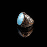 Vintage Handmade 925 Sterling Silver Men's Aquamarine Ring - 925 Sterling Silver Rings for Men - Handcrafted Ring for Men — image 4