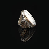 White Turquoise Men’s Ring with Large Oval Stone – Vintage 925 Sterling Silver Ring — image 4