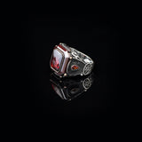 Vintage Garnet Ring for Men – Handmade 925 Sterling Silver Turkish Engagement Ring with Polished Finish – Men's Gemstone Ring with Silver Polishing Cloth Gift — image 5