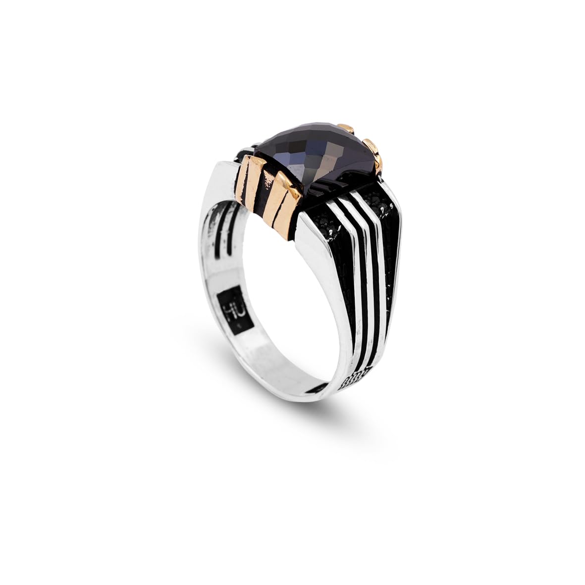 Handmade Onyx Gemstone Square Stone Pinky Ring for Men Vintage 925 Sterling Silver