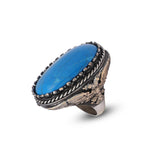 Vintage Turquoise Eagle Ring for Men - Large Oval Stone 925 Sterling Silver Turkish Handmade Polished Engagement Ring with Silver Polishing Cloth Gift — image 1
