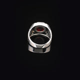 Handmade Garnet Gemstone Round Stone Watch Band Model Ring for Men Vintage 925 Sterling Silver — image 6