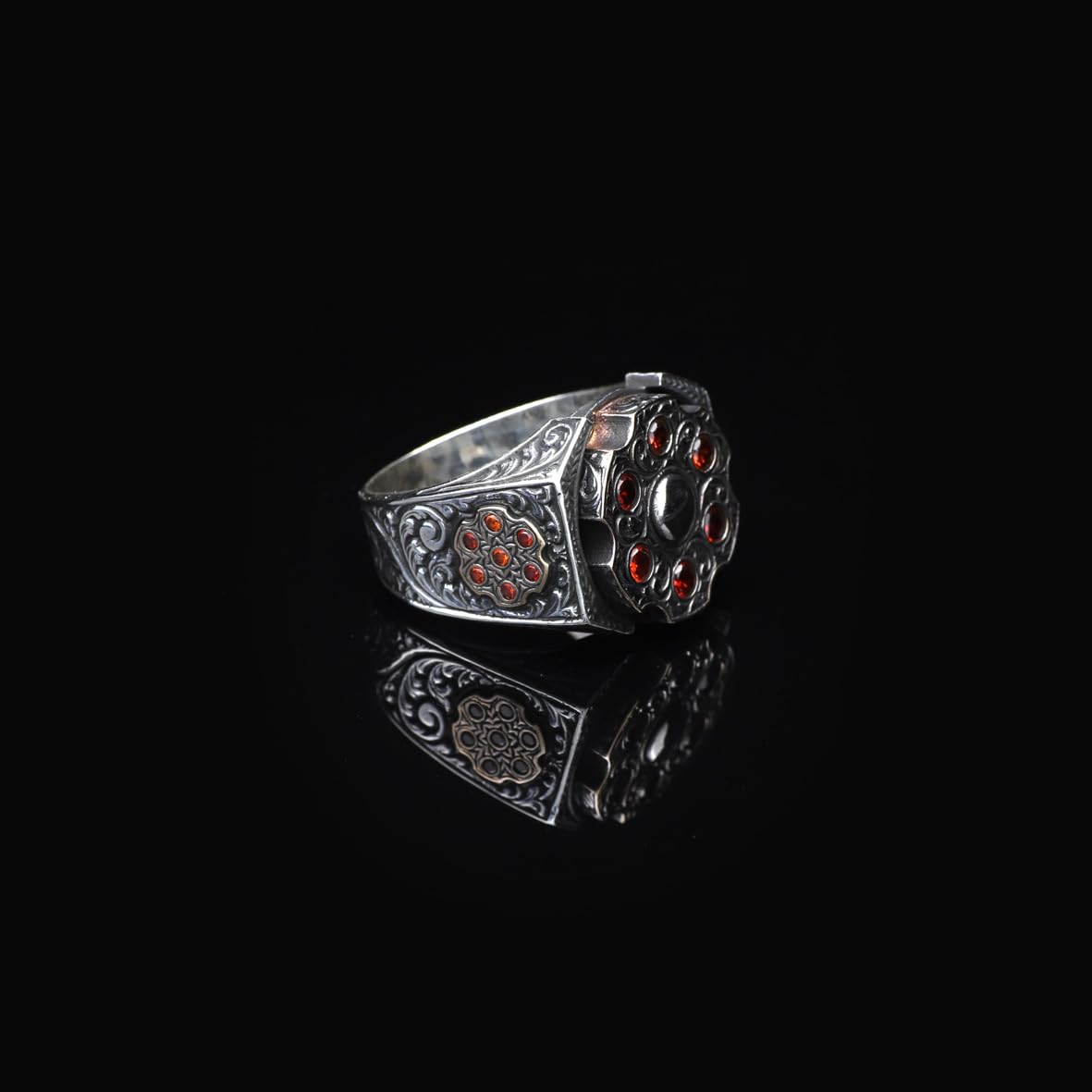 Men's 925 Sterling Silver Ruby Rotating Ring - Ruby Rotating Ring for Men - Birthday Gifts