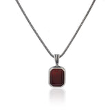 Sterling Silver Garnet Gemstone Necklace for Men - Gothic Pendant Chain with Biker Style & Silver Polishing Cloth Gift — image 1