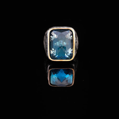 "Handmade Vintage Men's Ring with 925 Sterling Silver and Gemstone - Unique Jewelry Piece - Ring with Silver Polishing Cloth Gift