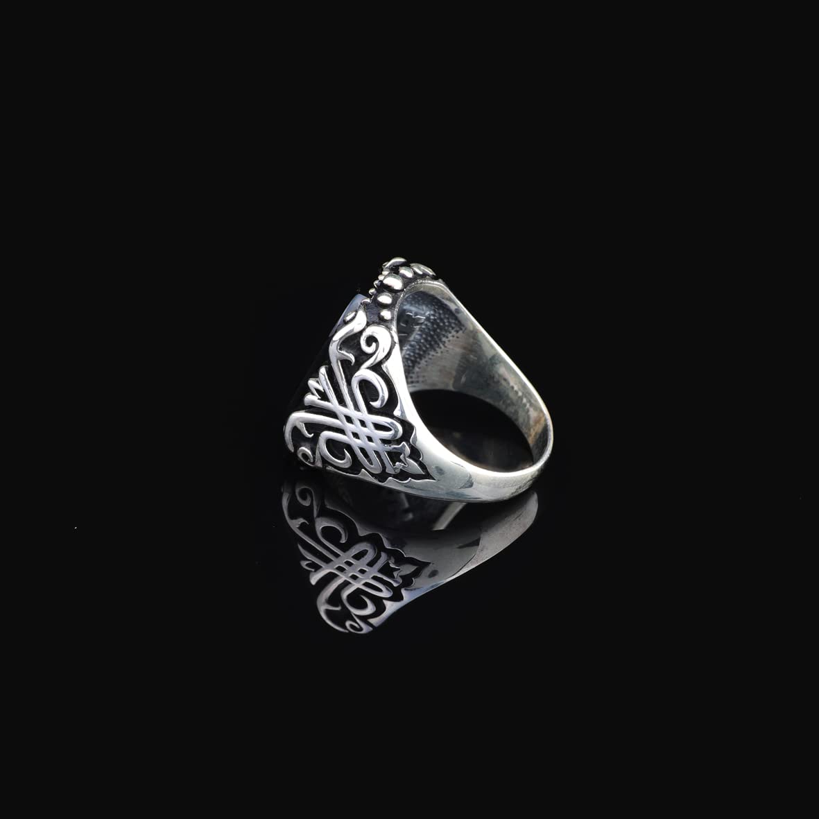 Black Onyx Ring with Ornate Ottoman