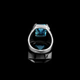 Vintage Aquamarine Eagle Signet Ring for Men – Handmade Sterling Silver Gemstone Engagement Ring with Custom Engraving & Gift Silver Polishing Cloth — image 6