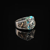 Handmade Snake Ring with Eagle Model - Men's Turquoise Signet Pinky Ring in Sterling Silver - Custom Engraving Vintage Engagement Ring - Gift Silver Polishing Cloth Included — image 4