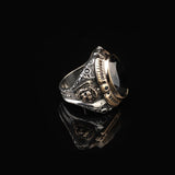 Men’s Lion Ring with Onyx Gemstone – Handmade Vintage Sterling Silver Animal Ring – Custom Engraved Engagement Signet Ring – Gift Silver Polishing Cloth Included — image 4