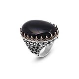 Vintage Men's Black Onyx Ring - Oval Large Gemstone Ring — image 1