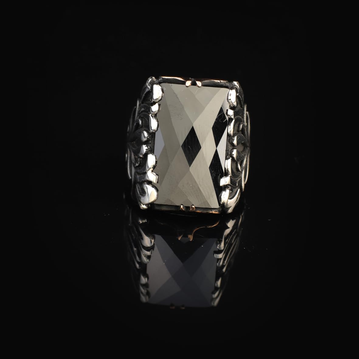 Vintage Ottoman Large Onyx Gemstone Ring for Men – Handmade 925 Sterling Silver Engagement Ring with Custom Engraving & Gift Silver Polishing Cloth